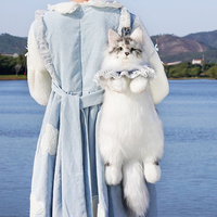 Sac à dos en peluche réaliste fait main en forme de chat Maine Coon gris et blanc, simulation de chat réaliste