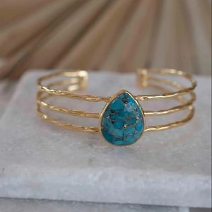 Top qualité merveilleux 925 argent Sterling massif poire coupe cuivre Turquoise pierre naturelle Bracelet cadeau pour femme et fille - Product Image 1