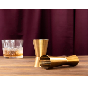 Dual-Sided 30/60ml Stainless Steel PVD Gold Peg <b>Measurer</b> Non-Toxic Anti-Tarnish Cocktail Jigger <b>Drink</b> <b>Measuring</b> Cup Tool Bar - Product Image 1