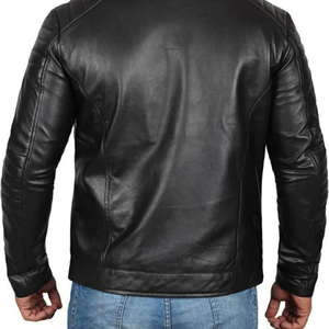 Veste en cuir véritable pour homme, veste de moto, veste de motard |   Fournisseur en gros de vêtements d'extérieur de mode haut de gamme |   Usine de fabrication sur mesure OEM ODM - Product Image 3