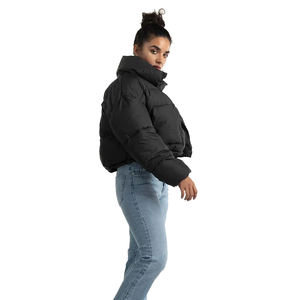 Chaqueta Corta de Invierno para Mujer, Elegante, Impermeable, Acolchada, con Cuello Alto, Forro de Nailon Transpirable, Diseño de Solapa, Acabado de Lona - Product Image 3