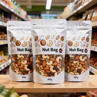 Sacs d'emballage pour noix et snacks en MOPP imprimés sur mesure, écologiques, de qualité alimentaire, avec fermeture éclair et fenêtre, type pochette verticale