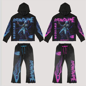 Chándales Deportivos con Capucha para Hombre, Venta Caliente, Logotipo Personalizado, Alta Calidad, 100% Algodón Orgánico, Estampado con Pedrería - Product Image 6