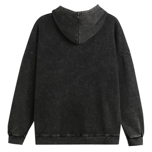 Sudadera CON CAPUCHA DE VERANO informal de algodón 100% forrada con bordado 3D y apliques impresos digitales lavados con ácido - Product Image 2