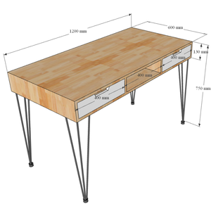Escritorio Moderno para Computadora con Patas de Horquilla y Cajones 120x60cm BD68036 - Product Image 5