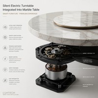 Table de banquet d'hôtel de luxe moderne, plateau en marbre, base en bois massif, mobilier d'hôtel durable pour 15-20 personnes, club privé