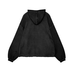 Sudadera con capucha de hombro caído de primera calidad para hombre de algodón 100% al por mayor, diseño de logotipo personalizado, aspecto desgastado vintage, forro polar extragrande de primavera - Product Image 4