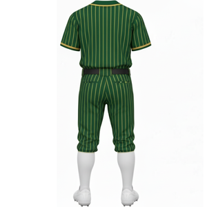 Conjunto de Uniforme de Béisbol Sublimado Personalizado Verde Bosque Más Vendido |   Jersey Amarillo con Rayas y Pantalón a Juego - Product Image 3