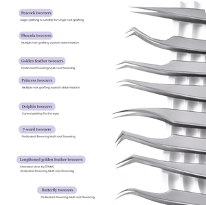 คีมหนีบขนตาสแตนเลสป้องกันไฟฟ้าสถิตย์ความแม่นยำแหนบปลายไฟเบอร์สำหรับการต่อขนตา - Product Image 2