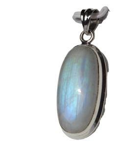 Collier pendentif goutte en pierre de lune naturelle, monture en argent sterling, style bohème moderne, cristal de guérison unisexe, certifié par une tierce partie - Product Image 3