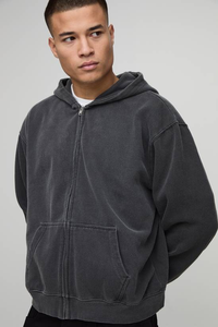 Sweat-shirt en coton polyester lourd en gros pour hommes, logo brodé personnalisé, 350 g/m², polaire vierge sans cordon - Product Image 3