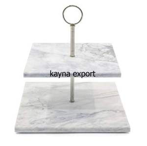 Luxury New square Shape Marble <b>Two</b> <b>Tier</b> <b>Cake</b> <b>Stand</b> Centerpiece of Dinning Use Wedding Party and Christmas Festival Decoration - Product Image 6