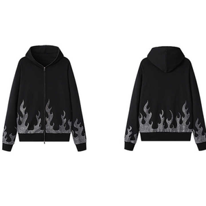 2025 nouveau Design incroyable français éponge surdimensionné Vintage à capuche Streetwear Bling strass poids lourd 500gsm polaire coton - Product Image 2