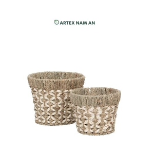 Set of 2 Handmade <b>Seagrass</b> and Palm Leaf Planters Decorative Details for Home and Garden - Product Image 4