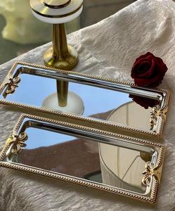 Plateau de service en métal de forme ovale de luxe pour fruits, décoration de mariage et de fête, vaisselle en aluminium, plateau de service en gros - Product Image 5