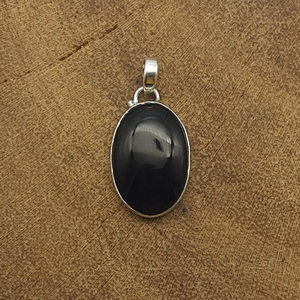 925 plata esterlina sólida elegante sobrio encanto colgante elegante bisel ajuste forma ovalada Natural negro ónix piedra preciosa 925 sello - Product Image 1