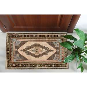 พรมลายเหรียญสีน้ำตาลสไตล์ตุรกี: พรมสไตล์วินเทจ พรมพิมพ์ลาย พรมบางแบบไม่ทอ - Product Image 5