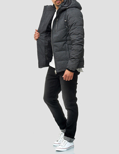 Front Logo Regular Length Lightweight <b>Padded</b> Latest Style Custom Men's <b>Waterproof</b> Breathable Winter Warm Canvas Puffer <b>Jacket</b> - Product Image 2