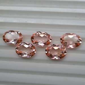 Melocotón morganita cuarzo ovalado en forma facetada corte Natural morganita cuarzo doblete piedra preciosa para hacer joyería morganita cabujón - Product Image 3