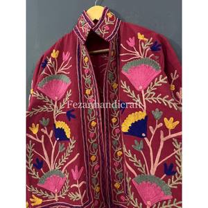 Suzani de algodón étnico único para mujer bordado a mano estilo bohemio acolchado de punto Otoño Invierno Chaqueta corta diseño bohemio - Product Image 4