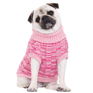 Pink Waffle Dog Sweater Soft Warm Pet Pullover Cozy Winter Knitwear for Small Medium Dogs Cute Texture Stylish Daily Wear - Product Image 1