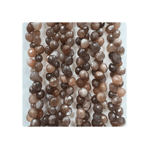 Cuentas de Piedra Lunar de Chocolate Natural de Primera Calidad, Facetadas en Forma de Gota de Cebolla, Hilo de Briolette de 8 Pulgadas, Cuentas de Piedras Preciosas - Product Image 4