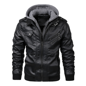 Chaqueta de Motociclista de Cuero para Hombre con Cuello Alto y Doble Cremallera, Talla Grande, Logotipo Personalizado, Impermeable y Transpirable - Product Image 4
