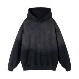 100% coton lourd 420gsm dégradé haute qualité lavé à l'acide sweats à capuche vintage surdimensionnés avec poches pour hommes - Product Image 1
