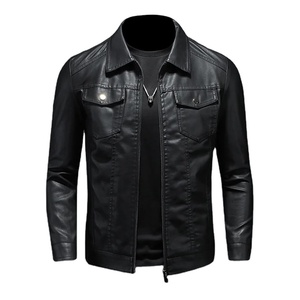 Veste de moto vintage pour hommes, imperméable et respirante, col montant, en cuir, pour l'automne et l'hiver, en toile de qualité supérieure en Europe et en Amérique - Product Image 2