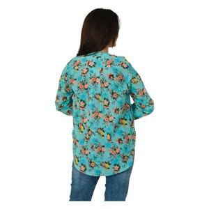 Blusa de algodón hecha a mano para mujer, Blusa de manga larga con estampado de bloques, decoración de botones bohemios, Tops de verano transpirables para el trabajo para el verano - Product Image 5