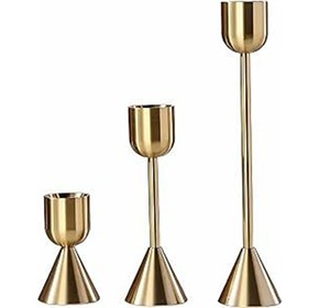 Brass Gold Taper Candle <b>Holder</b> Heavy <b>Candlestick</b> <b>Holder</b> Metal Candle Stand Tray Decor for Wedding, Dinning, Party - Product Image 1