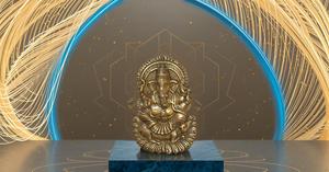 Golden Brass Om Ganesha <b>Wall</b> Hanging Idol with Small Bells Vertical Pattern Mandir <b>Wall</b> <b>Decor</b> for Door for Diwali Gift - Product Image 3