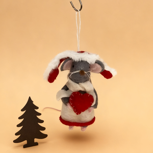Wholesale Country Christmas Felt <strong>Mouse</strong> <strong>Ornament</strong> Plush Red Gray Handmade Hanging <strong>Ornaments</strong> - Product Image 3