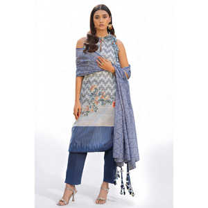 ชุดสูทผ้าลอนปักลายพิมพ์ 3 ชิ้นสำหรับผู้หญิง พร้อมผ้าคลุมไหล่ รุ่น CL-52652 - Product Image 3