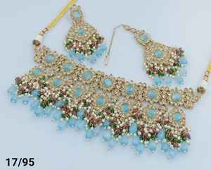 Indan Wholesale 2024 Latest Fashion Traditional <b>Gold</b> Plated <b>Pearl</b> Choker <b>Necklace</b> Set for Women - Product Image 3