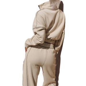 Conjunto deportivo de mujer RTS New Fashion con media cremallera, top de moda, conjunto deportivo de mujer con nuevo diseño, top corto y pantalones deportivos CP-WTS-04 - Product Image 3