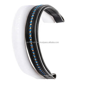 Durable Extra comodidad suave acolchado canal vacío cuero caballo ceja banda incrustaciones cristales decorativos diamante mega Bling ceja banda - Product Image 1