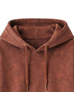 Sudadera con Capucha Marrón Lavada de Fabricante, Unisex, Estilo Urbano, Holgada, Sudadera con Capucha Lisa de Algodón y Felpa, Fabricante Personalizado - Product Image 4