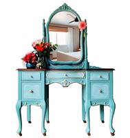 Table de maquillage et de toilette moderne de luxe en bois de pin, pliable et convertible, avec miroir réglable, design à fixation au sol pour salle de bain