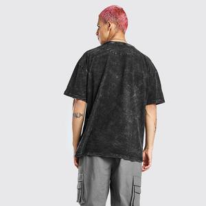 Customized Solid Color 100% Cotton <b>Men's</b> <b>T</b>-<b>Shirt</b> Acid Washed Vintage Plus Size <b>Heavyweight</b> with Graphic Printing Oversized Fit - Product Image 4