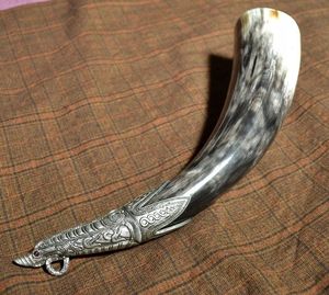 Handcrafted Festive Viking Tumbler Ceramic Drinking Horn for Mead and Ale for Christmas Feasts and Holiday Cheers - Product Image 1