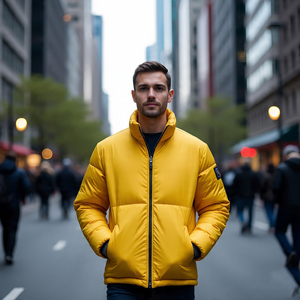 Veste matelassée pour homme Veste bombardier décontractée d'hiver chaude zippée Veste matelassée coupe-vent à capuche et fermeture éclair Veste matelassée en duvet pour homme - Product Image 2