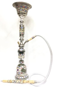Cachimba de Acero Inoxidable con Madreperla de Lujo Hecha a Mano |   Elegante Pipa de Shisha con Mosaico |   Pipa de Agua Árabe Resistente para Fumar, Decoración - Product Image 4