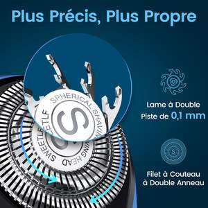 Rasoir électrique pour homme, charge rapide, autonomie de 120 minutes, tête flottante 4D, affichage LED, étanche, utilisation humide/sèche, IPX7, tondeuse à barbe - Product Image 5