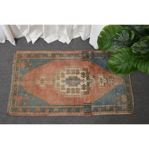 Classique Rouge Bleu 1.8 X 3.1ft Grande Surface Turc Laine Jute Tapis Patchwork Motif pour Entrée Couloir Chambre 10mm Épaisseur Latex - Product Image 1