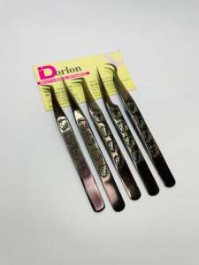 Pinzas para pestañas de acero inoxidable con logotipo personalizado Dorlon, pinzas para pestañas de calidad sostenible de Color personalizado - Product Image 5