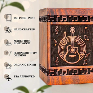 Urna de guitarra de palisandro hecha a mano, caja de cremación conmemorativa para amantes de la música, urnas de cremación de recuerdo conmemorativo personalizadas para cenizas humanas - Product Image 4