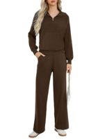 Ensemble d'hiver personnalisé pour femme, coupe ample et oversize, en molleton bouclette épais, comprenant un pull à quart de zip et un pantalon de jogging à jambe large, style sportif, 2 pièces, OEM