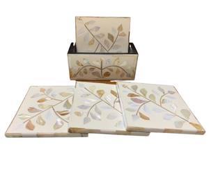 Logo de taille personnalisée Incrustation d'os carrée ronde incrustation de nacre l'élégant est sur votre table Sous-verres en pierre - Product Image 4