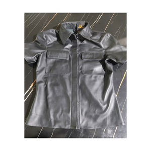 Hip Hop Fashion Women's Genuine Leather Shirts Wholesale Streetwear Real Leather Shirt Premium Full Sleeves Winter Shirts - Product Image 4